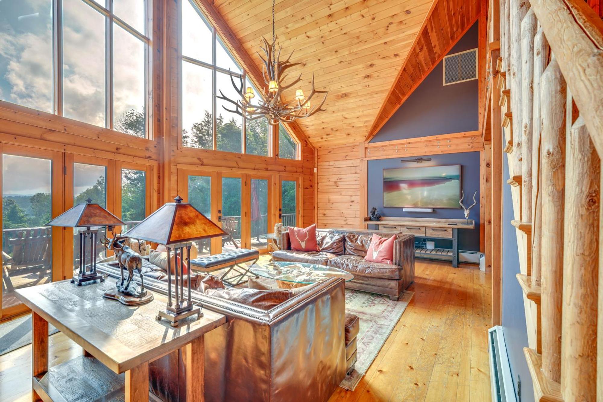 Luxury Log Cabin With Ev Charger And Mtn Views! Blairstown Exterior photo
